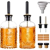 Baalaka 2 Pack Glass Coffee Syrup Dispenser Bottles Set, 7 OZ Simple Syrup Bottles with Metal Pour Spout, Syrup Dispenser for Coffee Bar Accessories for Maple Honey Syrup Oil and Sauces