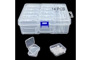Beyoslf Mini Plastic Bead Storage Boxes, 14PCS Clear Transparent Organizers with Hinged Lid for Jewelry Crafts Nail Small Items