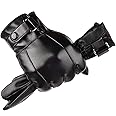Long Keeper Winter PU Leather Touchscreen Gloves Classic Men Black Warm Driving Cycling Motorcycle Texting Gloves