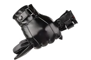 Long Keeper Winter PU Leather Touchscreen Gloves Classic Men Black Warm Driving Cycling Motorcycle Texting Gloves