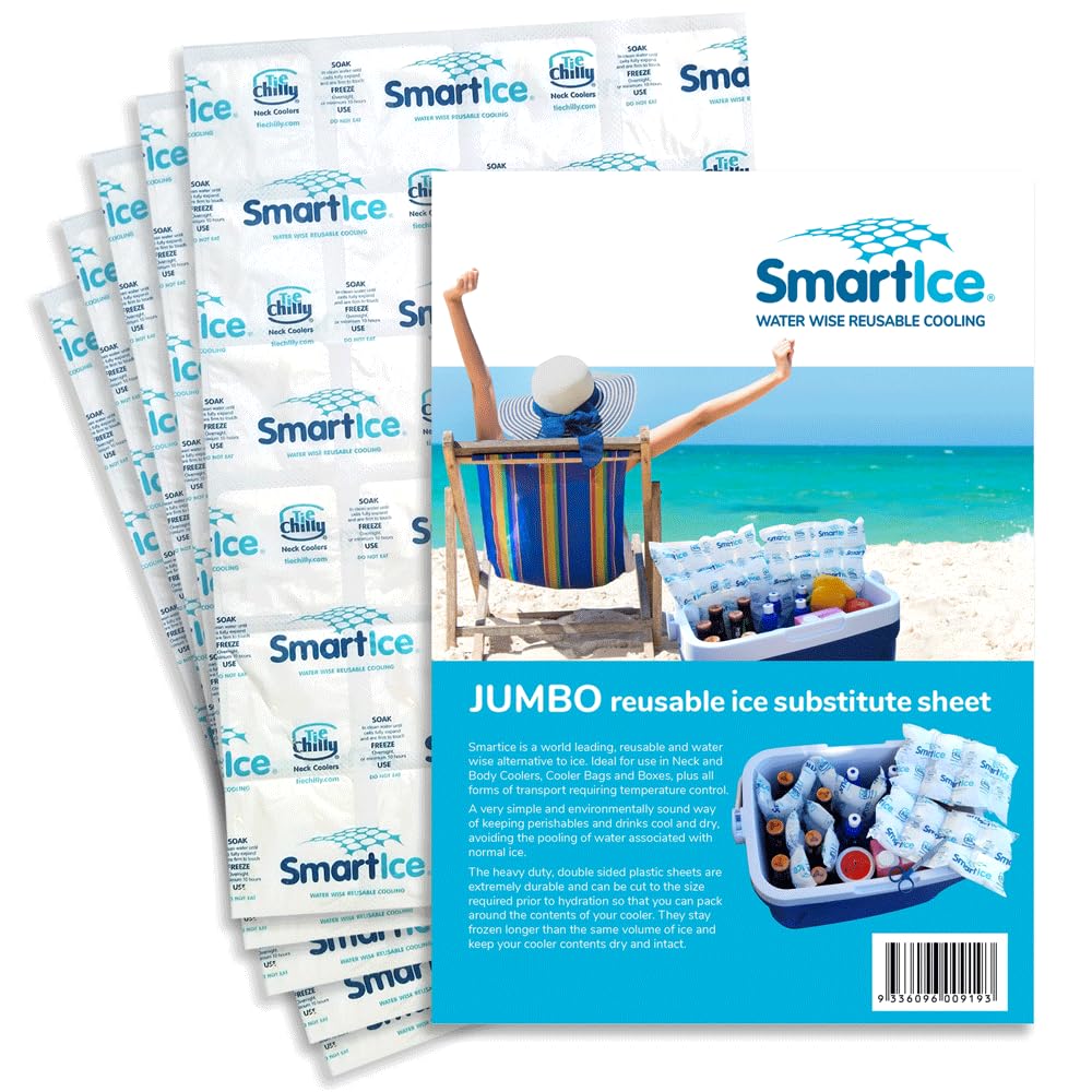 Smartice® Jumbo Ice Sheets 450x300mm - Prolonged & Reusable Cooling for Food, Drinks or Medications. Stays dry when thawing making them ideal for ice chests, cooler bags and lunch boxes
