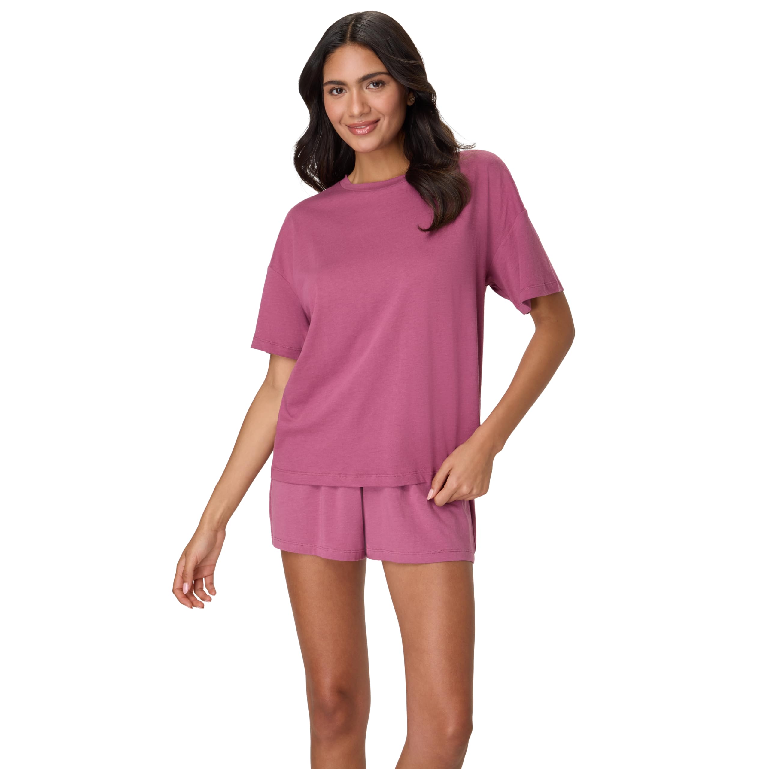 Photo 1 of Hanes Women's Originals 2 Piece Lounge Set, Comfywear Supersoft Boxy T-Shirt & Sleep Shorts Loungewear Set