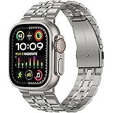 Tasikar Band Compatible with Apple Watch Ultra 3 Band 49mm, Men Women Strap Solid Stainless Steel Metal Bracelet Compatible with Apple Watch Ultra 2/1 49mm, Titanium