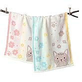 Kissvian 2 Pack Cute Cat Hand Towel Set Cartoon Animal Decorative Home Bathroom Kitchen Towels Face Washcloths for Cat Lovers Kids