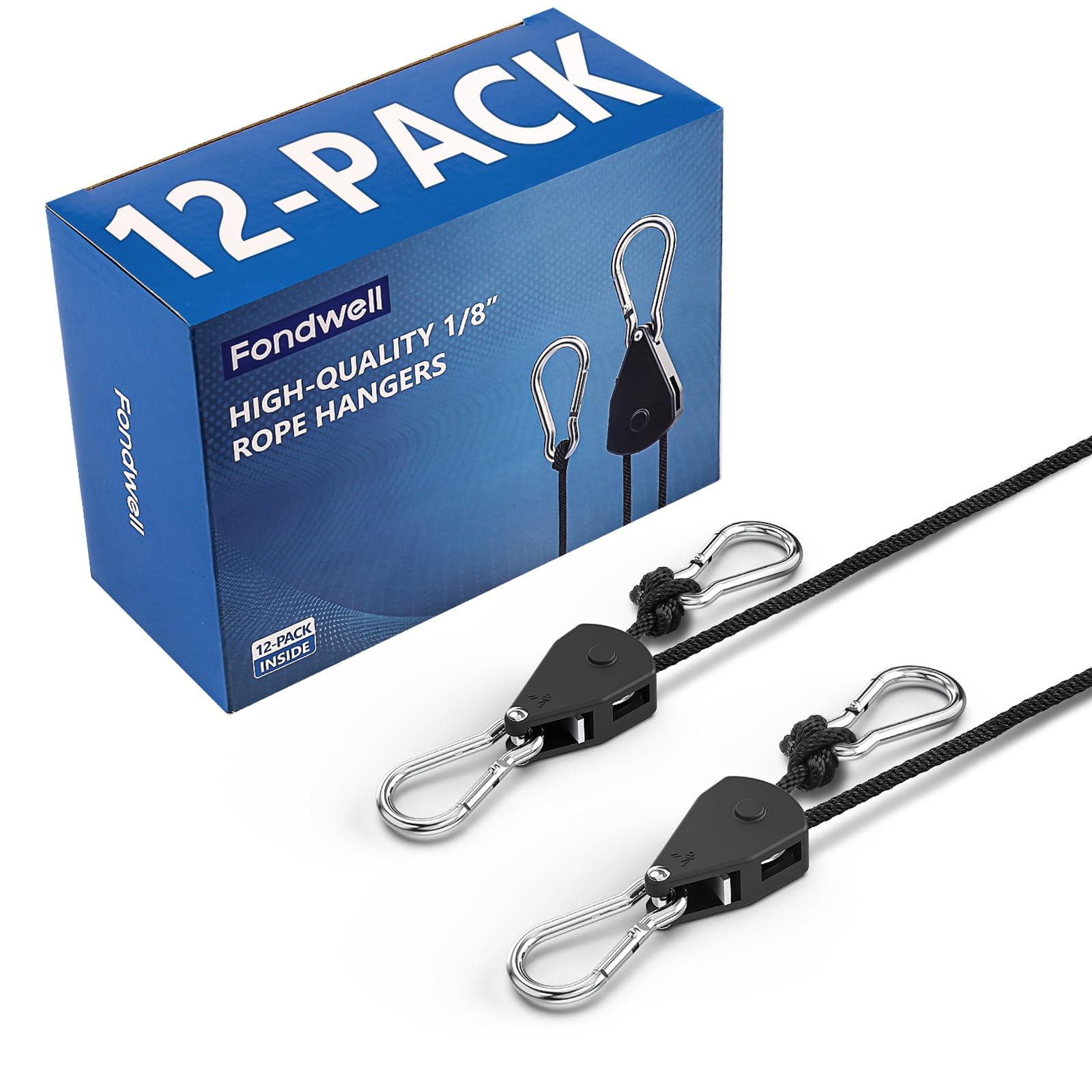 Photo 1 of Fondwell 1/8" Adjustable Grow Light Hangers: 12 Pack of Ratchet Rope Tie Downs - Small Ratchet Straps for Various Hanging and Strapping