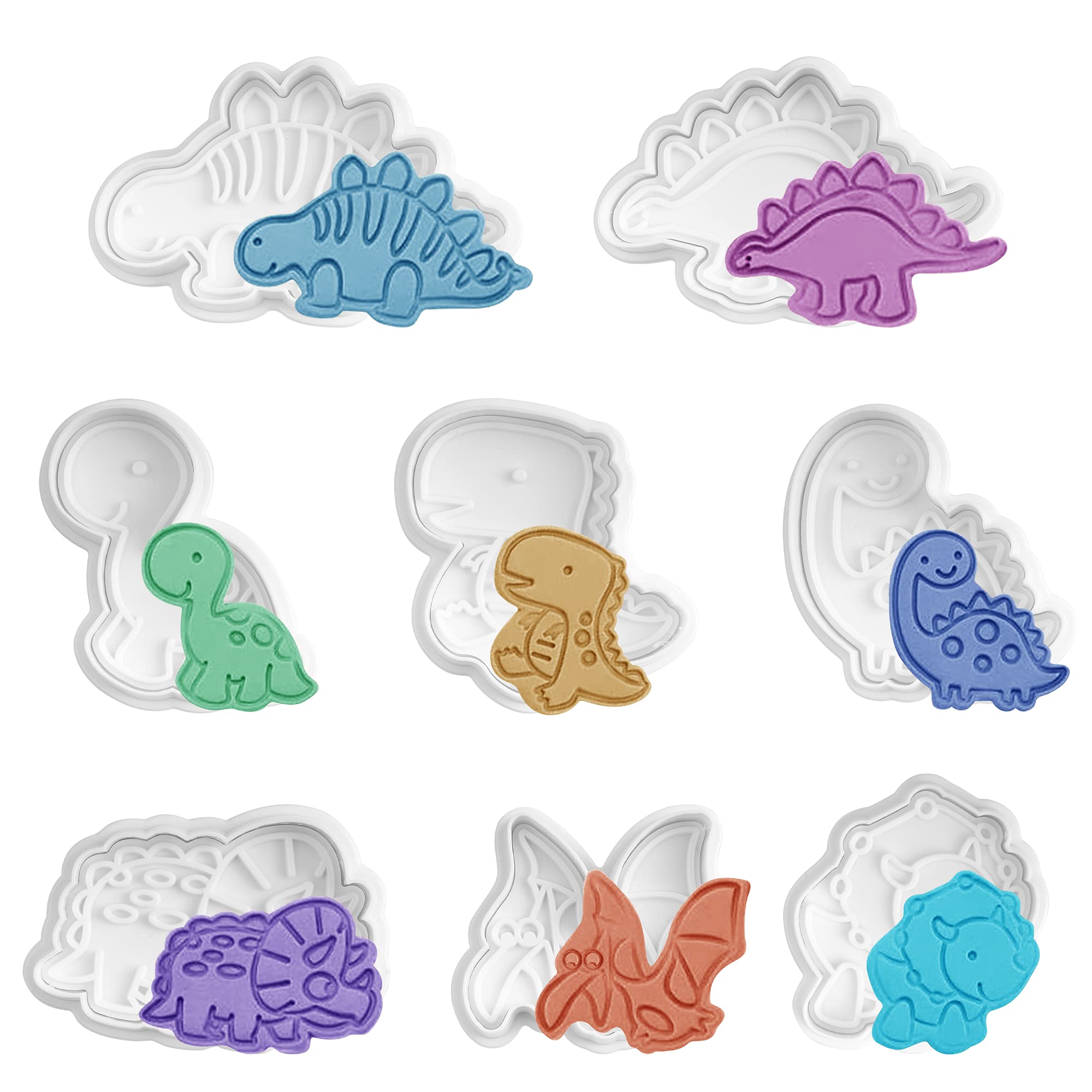 Dinosaur Cookie Cutters Set 8 Pcs Animal Biscuit Molds Fondant Cutters Plunger Baking Mould Cookie Stamps Biscuit DIY Embossing Cake Mold Presses