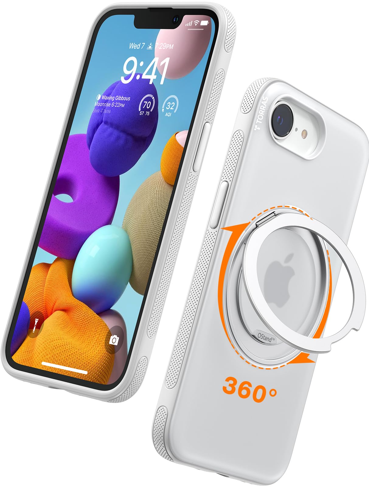 Photo 1 of TORRAS 360 Rotating Magnetic Stand for iPhone 16e Case 2025 with Kickstand [Fit for Magsafe] [Military-Grade Protection] Durable, Enhanced Grip, Slim, Ostand Fitness Series, White 6.1"