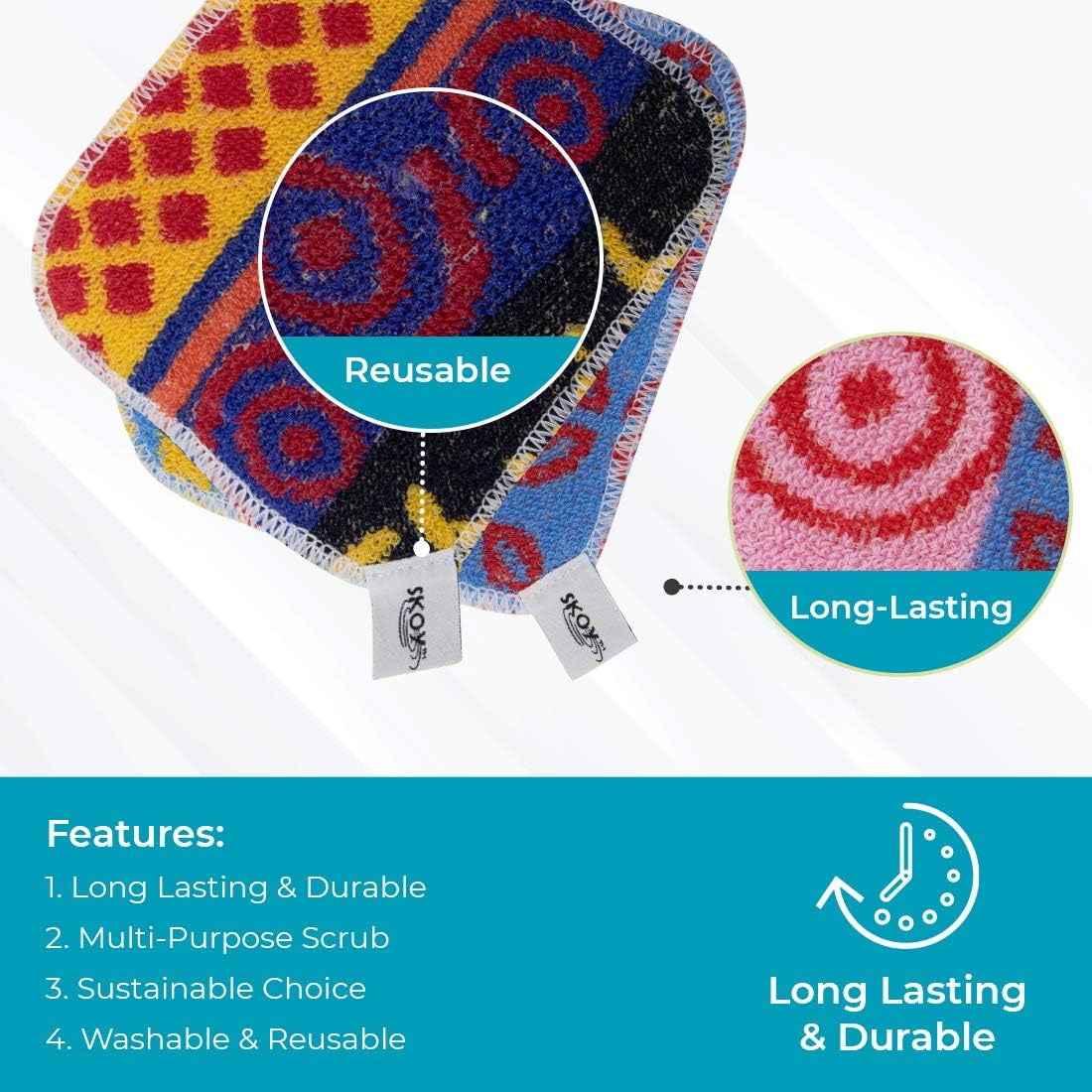 Skoy, Non-Scratching, Reusable Scrub for Kitchen and Household Use, Environmentally-Friendly, Dishwasher Safe (1-Piece), 1-Pack, Assorted: Home & Kitchen