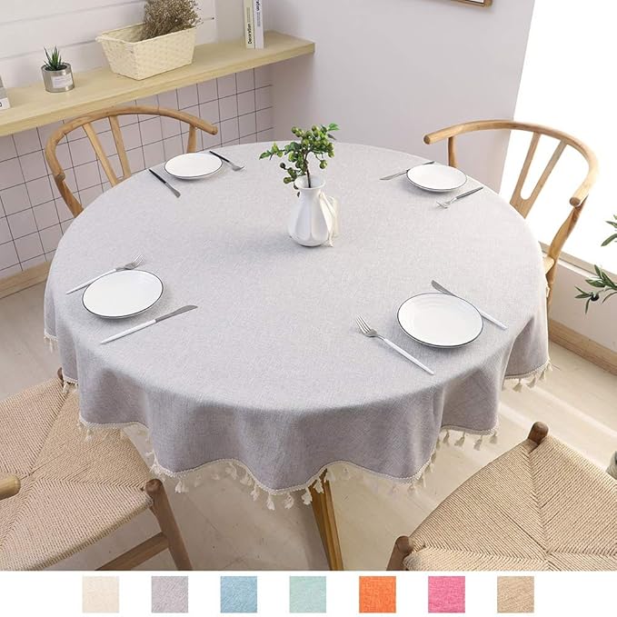 Home & Kitchen Grey HINMAY Round Tablecloth Simple Nordic ...