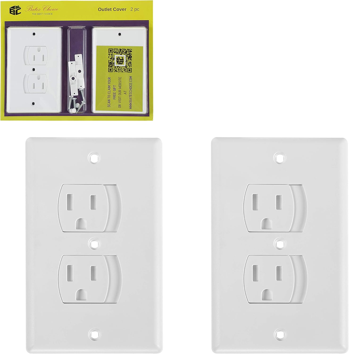 Bates Safety Outlet Covers, Self Closing Outlet Covers, 2 Pack, Baby