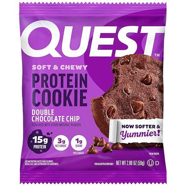 QUEST SOFT & CHEWY PROTEIN COOKIE – 15G PROTEIN – DOUBLE CHOCOLATE CHIP (12 COOKIES)