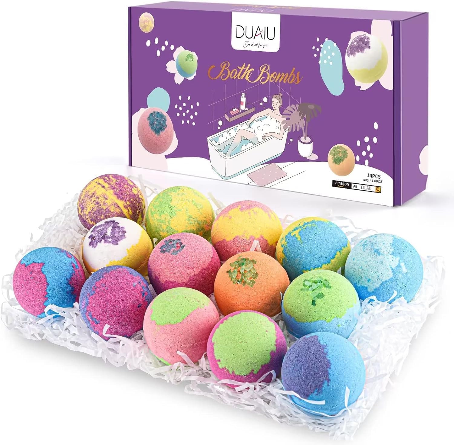 Bath Bombs Gift Set DUAIU 14Pcs Natural Bath Bomb Set Organic Bubble Bath Bombs with Essential Oil Gifts for Birthday Anniversary Valentines Mothers Day Gifts for Women Mom Girls