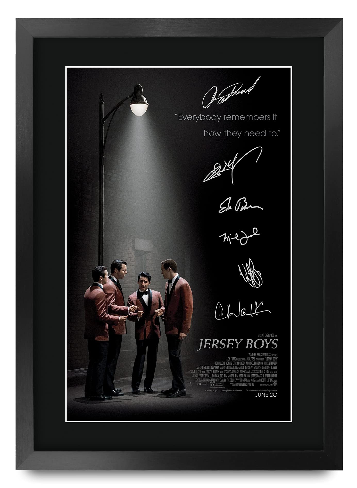 HWC Trading FR A3 Jersey Boys Movie Poster Gifts Printed Poster Signed Autograph Picture for Movie Memorabilia Fans - A3 Framed