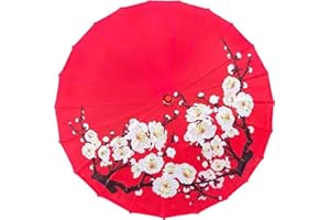 Bestage 33" Handmade Oiled Parasol Bamboo Silk Umbrella Chinese Japanese Art Classical Dance Umbrella Plum Blossom for Wedding Parties Photography Costumes Cosplay Decoration and Other Events