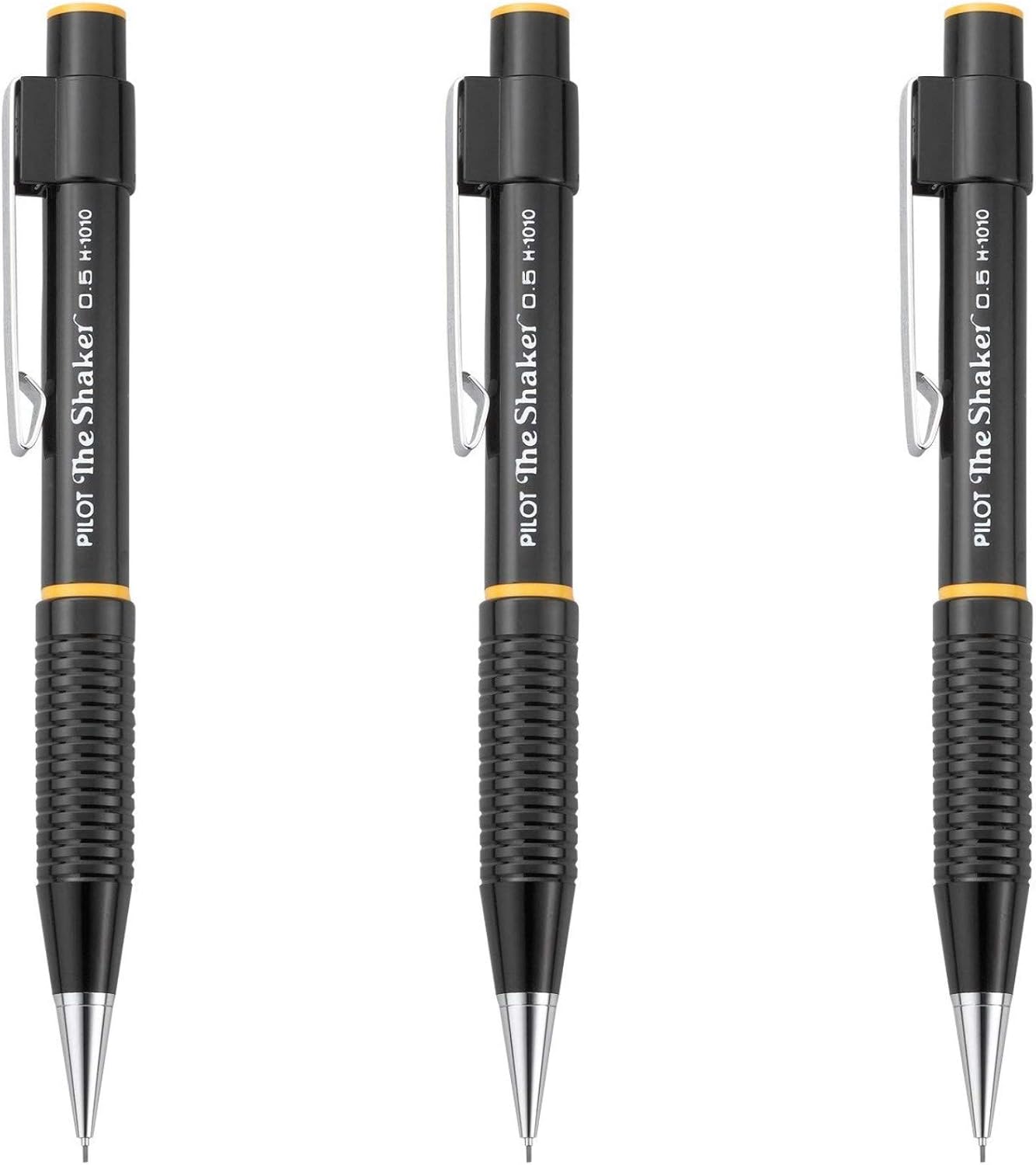 Pilot The Shaker Mechanical Pencil, 0.5mm HB Lead, Black Barrel, 3Pack
