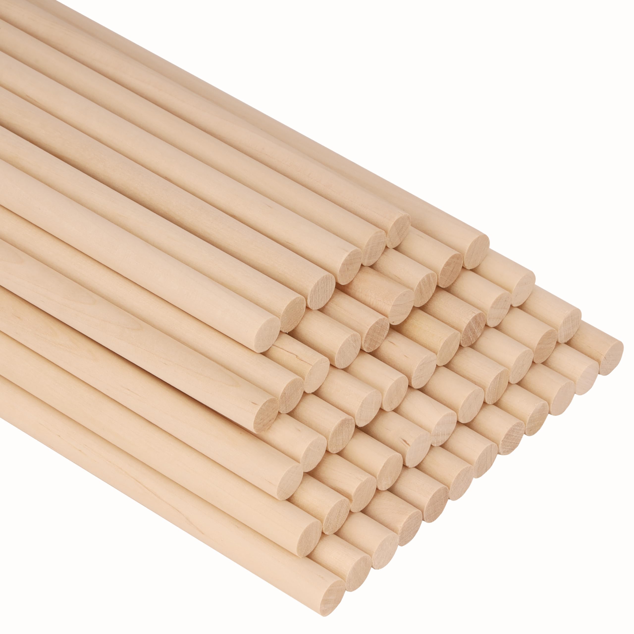 Belle Vous Natural Round Wood Stick (Pack of 50) - Wooden Stick - 10 mm x 30 cm - Extra Long and Raw Solid Wood Rod for Arts and Crafts — image 1