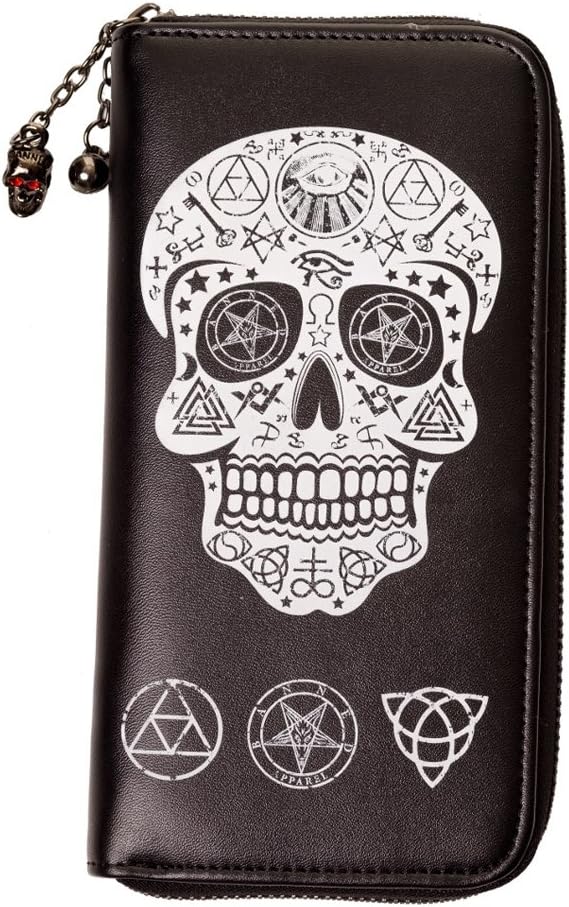 Women's Occult Skull Pentagram XL Wallet - Occult Sugar Skull Wallet