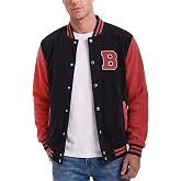 Letterman Jacket Men - High School Bomber Baseball Mens Varsity Jackets | Soft Fleece Fabric, Polyester Lining, Rib Collar Cuffs &amp; Hem, Chenille Letter Patch