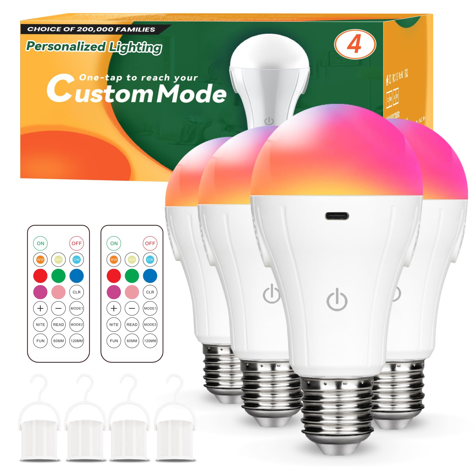 Photo 1 of Neporal MagicGlow Rechargeable Light Bulb with Memory Mode, Remote & Touch Control – Dimmable A19 Battery Operated Bulb for Indoor Wall Sconce, Nursery, Bedroom, Kitchen