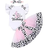 ODASDO Baby Girl Toddler Kids Farm Animal Cow Theme 1st 2nd 3rd Birthday Party Cake Smash Outfit Romper Tutu Headband
