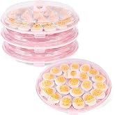 HANSGO Deviled Egg Containers with Lid, 3 PCS Deviled Egg Platter Carrier | Deviled Egg Trays with 66 Slots for Party, Home Kitchen, Easter, Thanksgiving and Other Festival, Pink