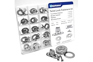 Usdrwam 30 Set Twist Lock Fasteners with Turn Button Fasteners Eyelet Screws for RVs Marine Boats Canvas Fastener Turn Buttons