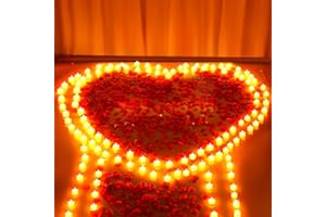 6000 Pcs Artificial Rose Petals with 72 Pcs Romantic Flameless Candles, LED Heart Tea Lights Battery Operated for Romantic Ni