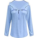 Chemo Port Shirts for Women Long Sleeve Post-Surgery Recovery with 2 Side Snaps Shoulder Surgery & Dialysis Recovery Shirts