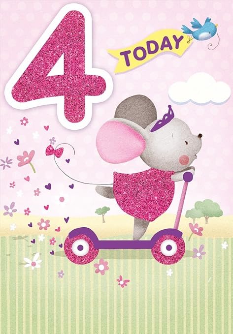 Biglietto Per Auguri Di Compleanno Eta 4 Anni Soggetto Fiori Teiera E Dolcini 19 Cm X 12 7 Cm 146p Amazon It Casa E Cucina