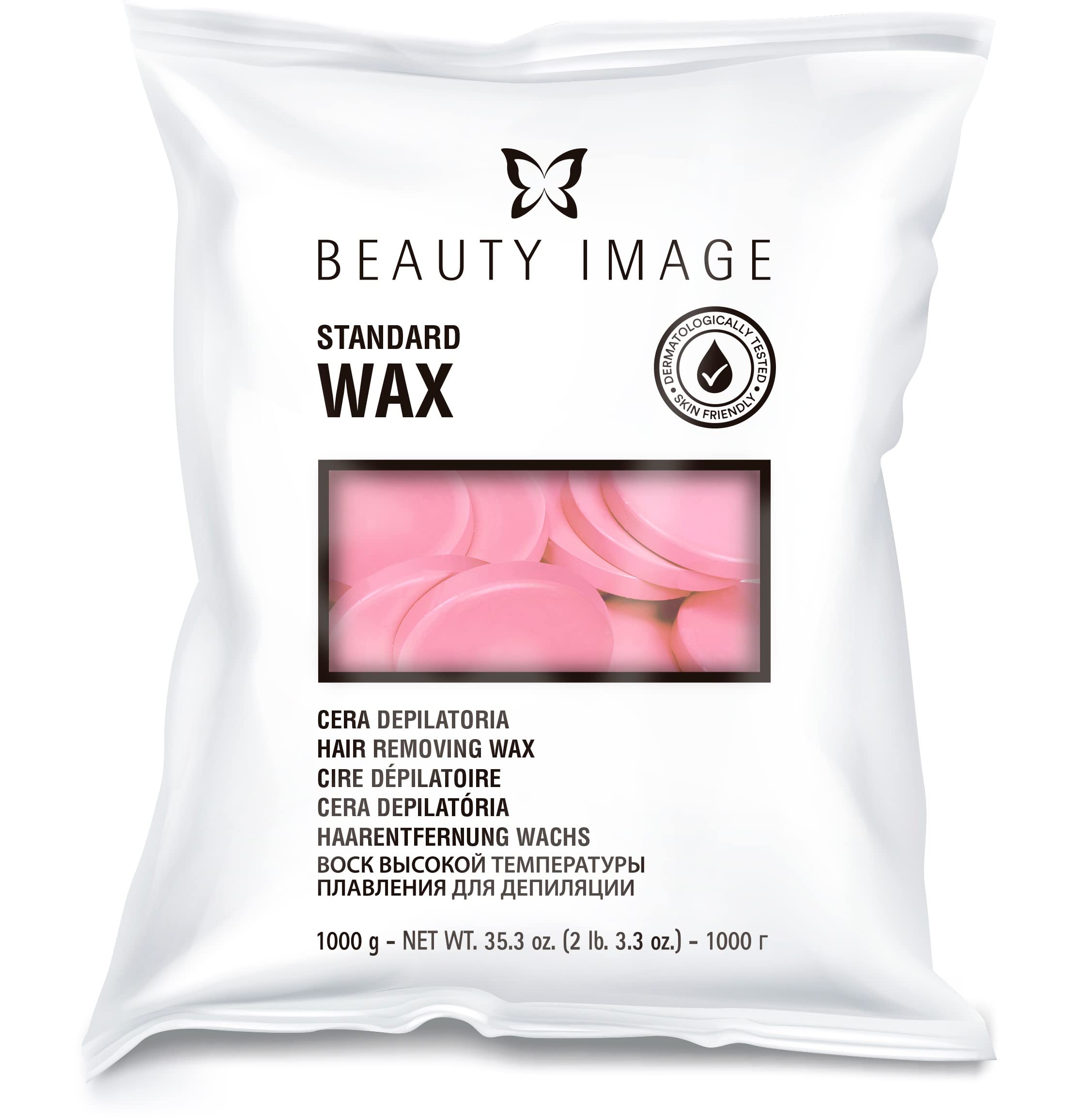 Beauty Image Hot Wax Hair Removal Wax Discs for Face, Arms and Intimate Area – 1 kg, , , Pink,