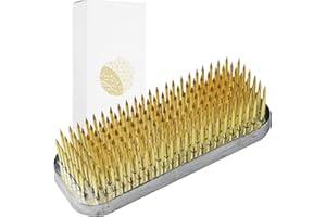 Wazakura Japanese Ikebana Kenzan Long Rectangular Flower Holder 3.4 in (87 mm), Made in Japan Floral Arranging Pin Frog Tool (3.4" (87mm) Long Rectangular Brass Kenzan)