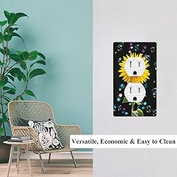Pznen Black Sunflowers Outlet Covers Watercolor