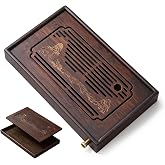 Premium Bamboo Gongfu Tea Tray | Elegant Chinese Tea Tray with Efficient Drainage System, 12.6 inches, Includes Water Reservoir