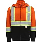 BOCOMAL FR Hoodies High Visibility 14oz Fleece Heavyweight Hi-vis Jackets Flame Resistant Reflective Hooded Sweatshirts