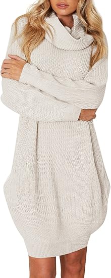 loose turtleneck sweater dress