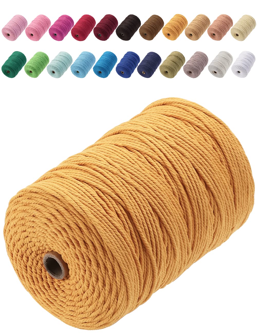 GOHOF Premium Cotton Macrame Cord, 3mm x 200m, 4 Strand Twisted Soft Cotton Cord, Perfect for Macrame Art (Orange) — image 1