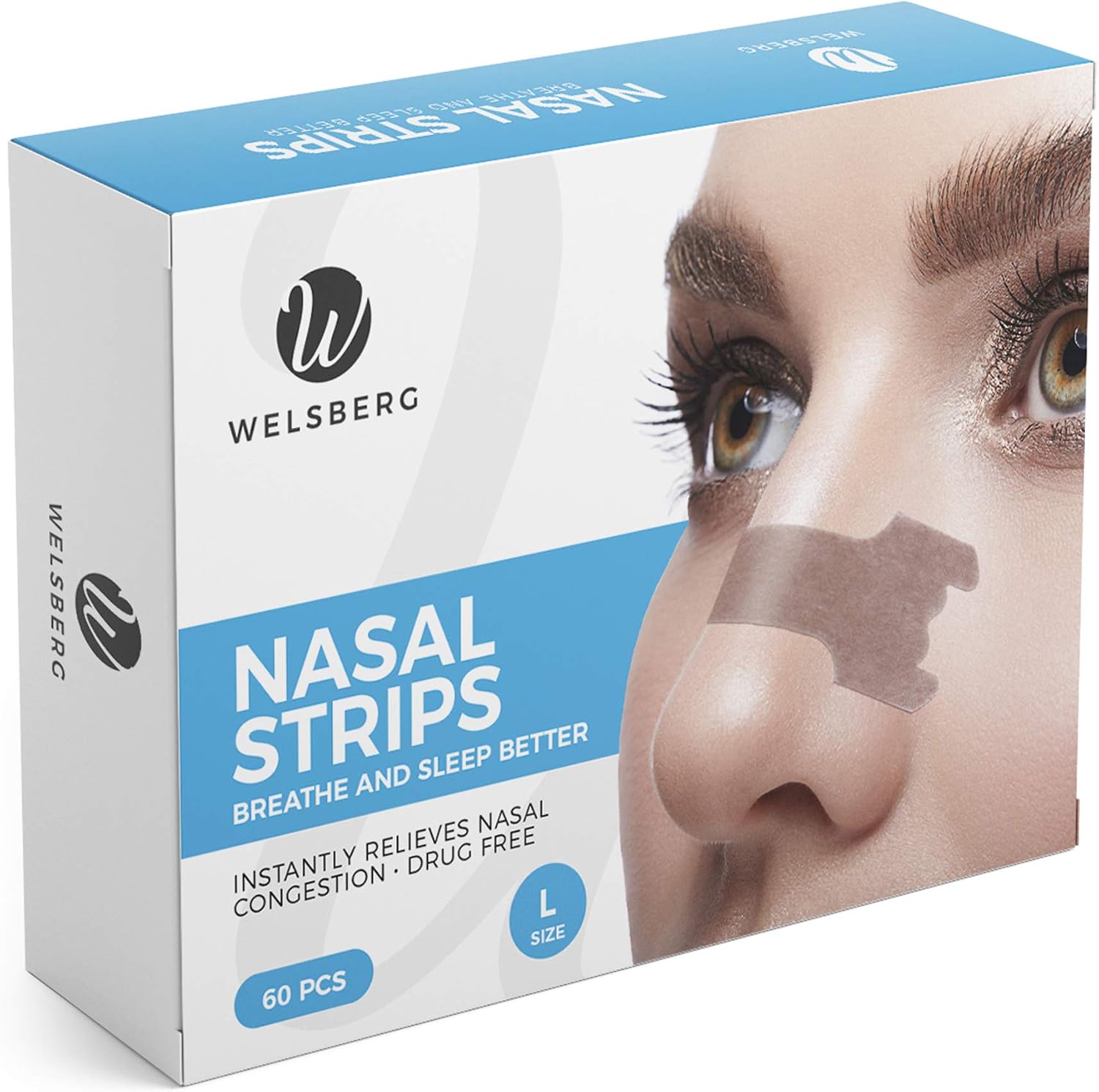 Welsberg 60x Snore Stopper Anti snoring Nasal Strips, Size L