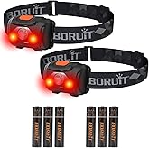 BORUIT LED Headlamp Red White Light Head Lamp [2-Pack] AAA Battery Super Bright Headlight 4 Mode Head Flashlight for Kids Adult Camping Running Hunting Fishing Gear