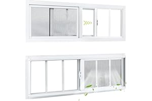 COLORPAPA 2 Pack Shed Windows, 10"x35" Sliding Windows, Transom Window with Tempered Glass for Shed, Chicken Coop, Playhouse, Household, Garage, Barns (White)