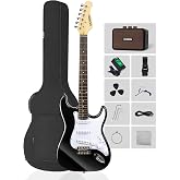 MOSEN 39" Electric Guitar Set, SSS Pickups, Maple Neck, w/Amp, Bag, Tuner | Solid Body, Includes Capo, Cable, Picks, Tremolo Bars, Strap. for Beginners, Home, Daily Practice, Lessons, Recital, Gift