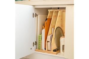 Brvclon Upgrades Tray Dividers for Cabinets,15in Hx22in Dx12in W, Kitchen Cabinet Tray Divider for Pans, Lids, Pot And Pan, Cookie Sheets,Cutting Boards. with 3 Dividers,Keeping The Kitchen Organized