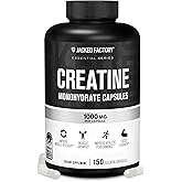 Jacked Factory Creatine Monohydrate Capsules - Creatine Pills for Muscle Growth, Increased Strength, Enhanced Energy Output and Improved Athletic Performance - 150 Capsules
