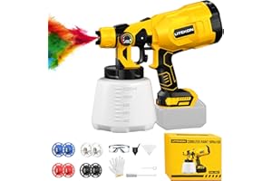 LITEKON Cordless Paint Sprayer Compatible with 𝗗𝗘-𝗪𝗔𝗟𝗧 20V Max Battery, 1000W High Power Handheld HVLP with 1200ml Large Container,8 Copper Nozzles for House and Furniture Painting(Battery NOT Included)