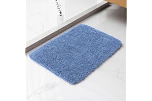 Kildoss Blue Bath Mat 17"x24" – High-Density Microfiber Bathroom Mat, Small Non Slip Absorbent Washable Bath Mats for Bathroo