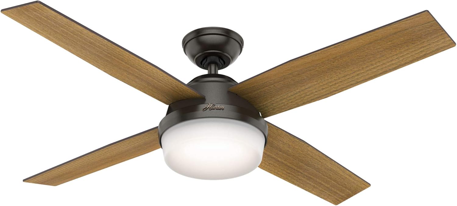 Hunter Fan Company 59446 52" Dempsey Ceiling Fan with Light with Handheld Remote, Large, Noble Bronze