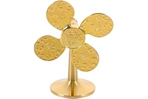 Toyvian Copper Windmill Sculpture Desktop Adornment for Home Office Decor Antique Style Fortune Windmill