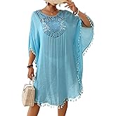 Oakgarden Women's Swimsuit Coverup Crochet Chiffon Tassel Cover Ups Dress Summer Swimwear Beach Lace Pullover Bathing Suit