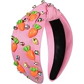 NVENF Easter Headbands for Women Carrot Headband White Pink Crystal Pearl Knotted Hairband Happy Easter Hair Accessories Spring Holiday Headwear Outfits Gifts (Carrot A)