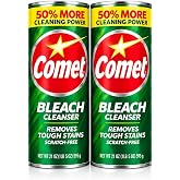 Comet Bleach Cleaner with Bleach, Removes Tough Stains Scratch Free, 50% More Cleaning Power, 2 Pack, by LYNIQUE