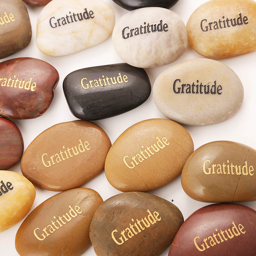 ROCKIMPACT 50PCS GRATITUDE Engraved Inspirational Stones, Sentimental Gifts, Motivational Rock, Encouragement Message Pebble Keepsake, Wholesale Price, 5-8cm (2"-3") each